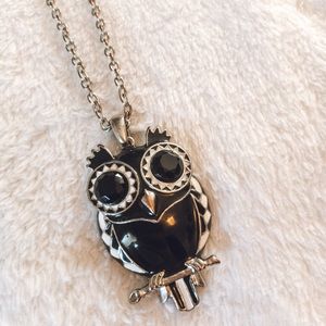 Black and white owl necklace